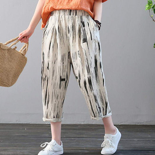 Vintage Off-White Zig Brushy Pajama Capri For Womens & Girls