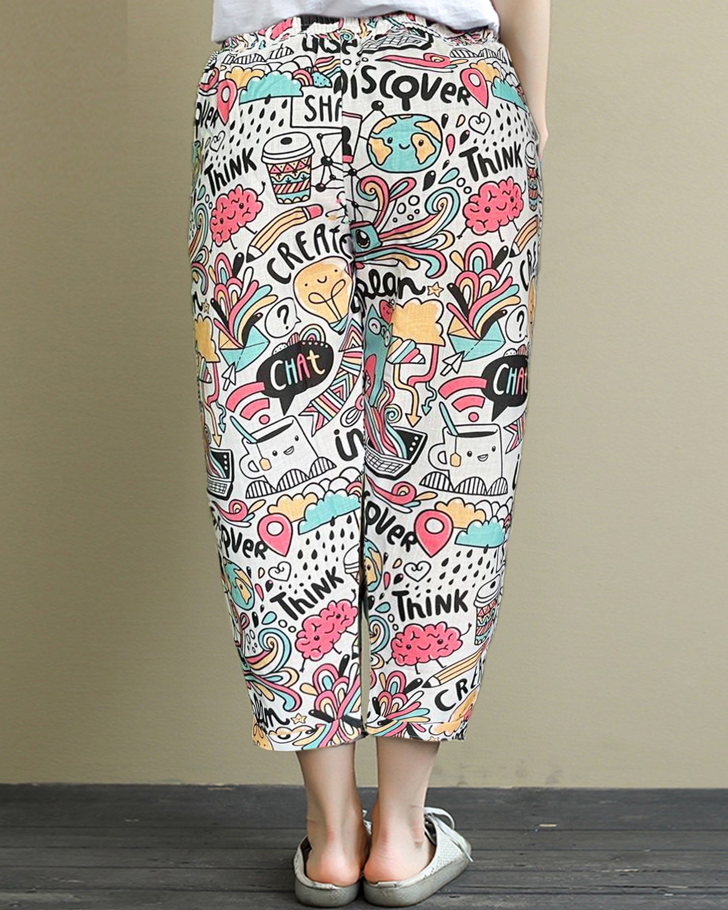 Vintage Abstract Circle & Random Graphic Capri Combo Pack For Womens & Girls(Pack Of 2 Pcs)