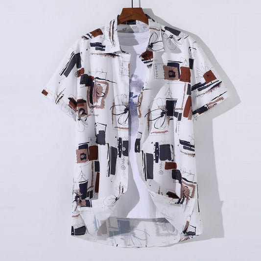 Men Random Brown Print Shirt Without Tee