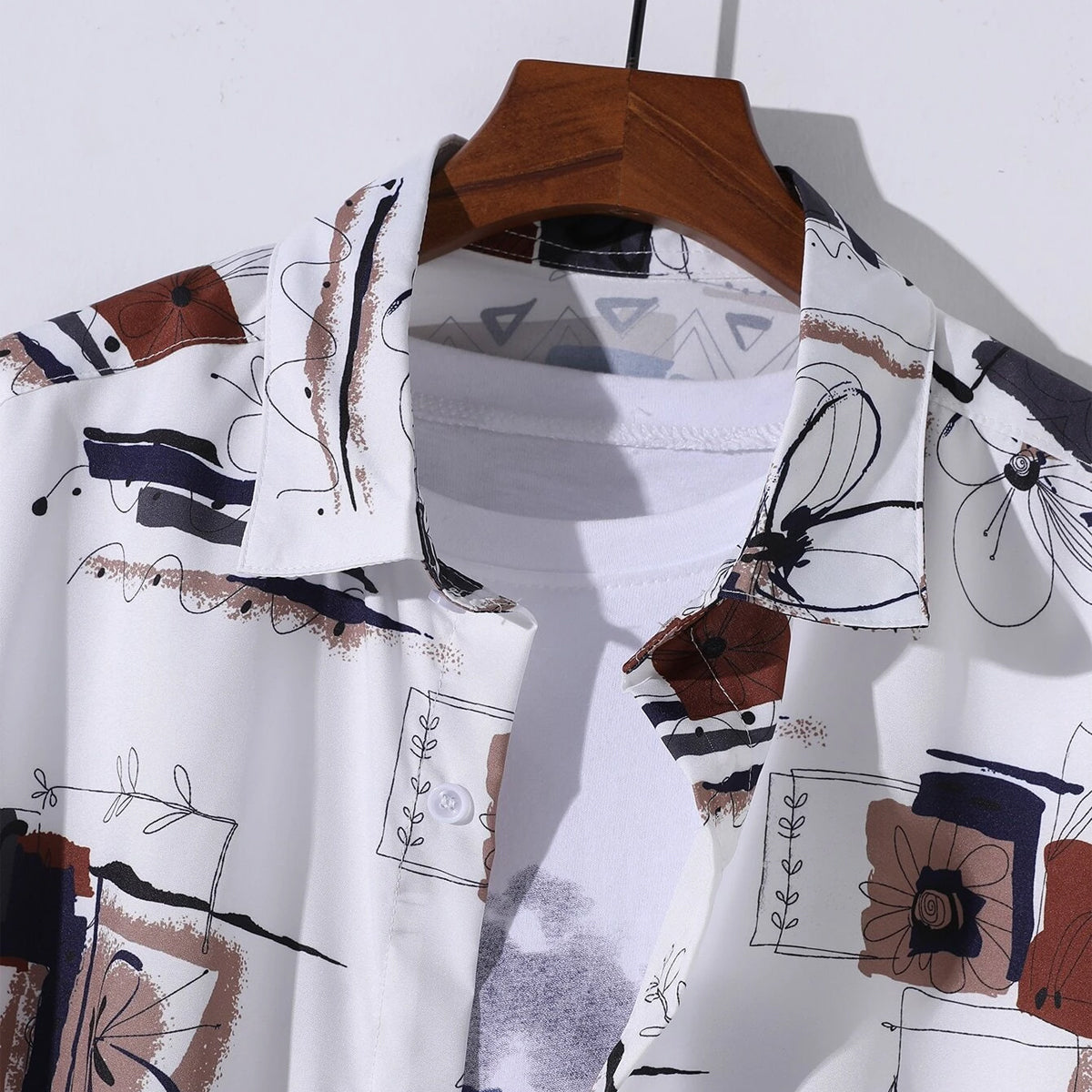 Men Random Brown Print Shirt Without Tee