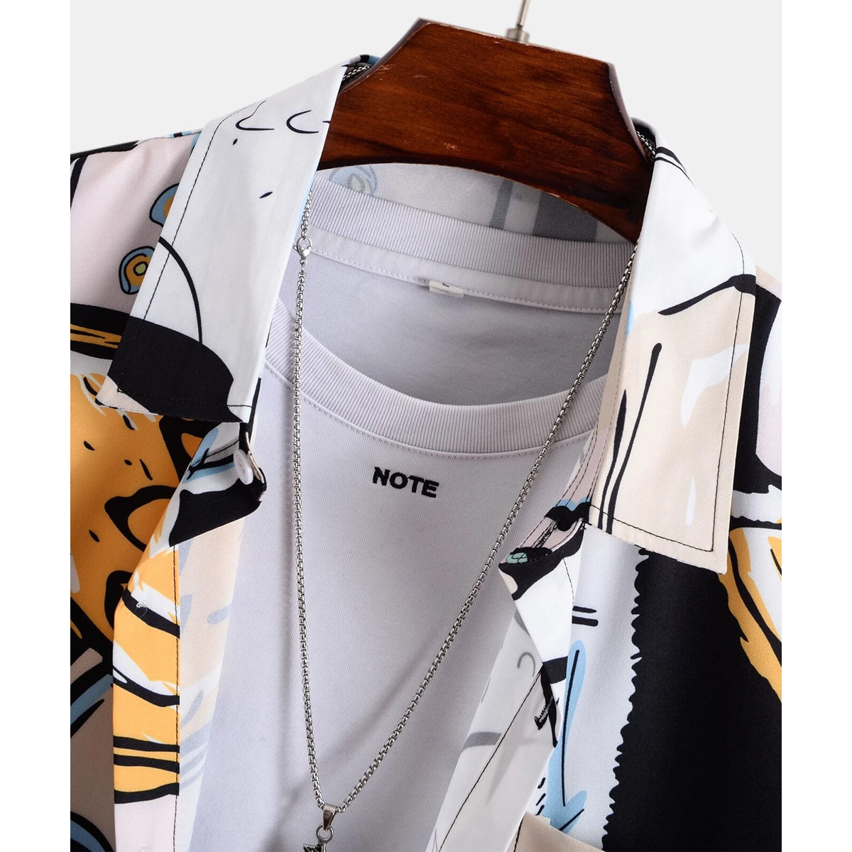 Men Random Abstract Graphic Print Shirt Without Tee