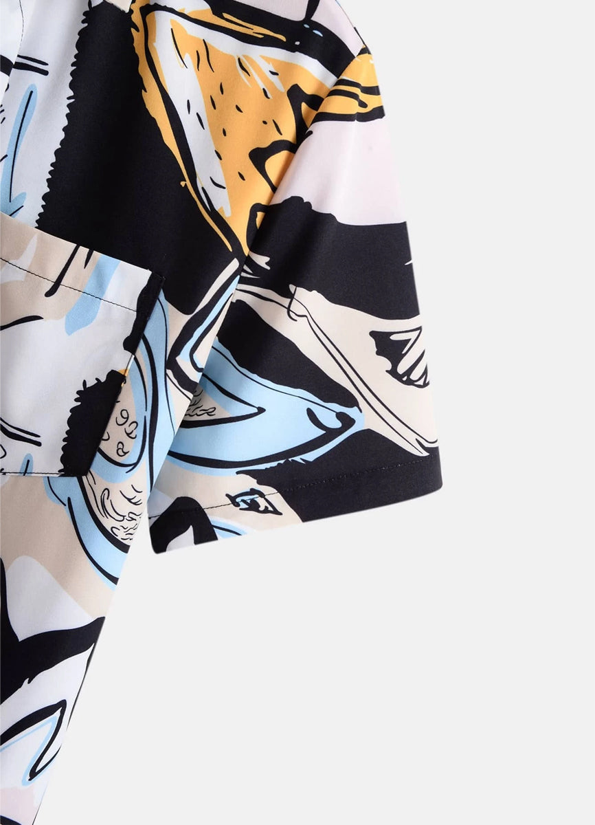 Men Random Abstract Graphic Print Shirt Without Tee