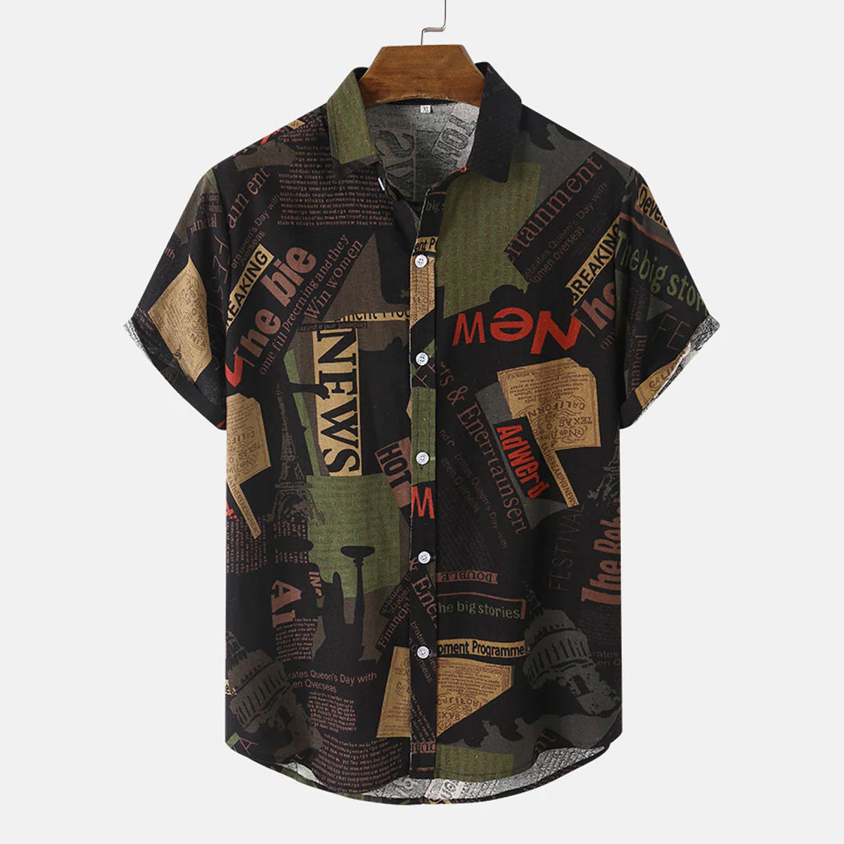 Men Random New News Text Shirt