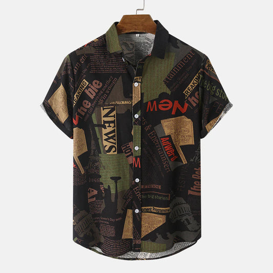 Men Random New News Text Shirt