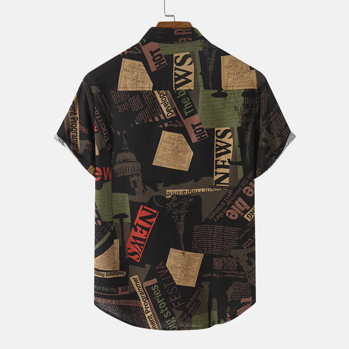 Men Random New News Text Shirt