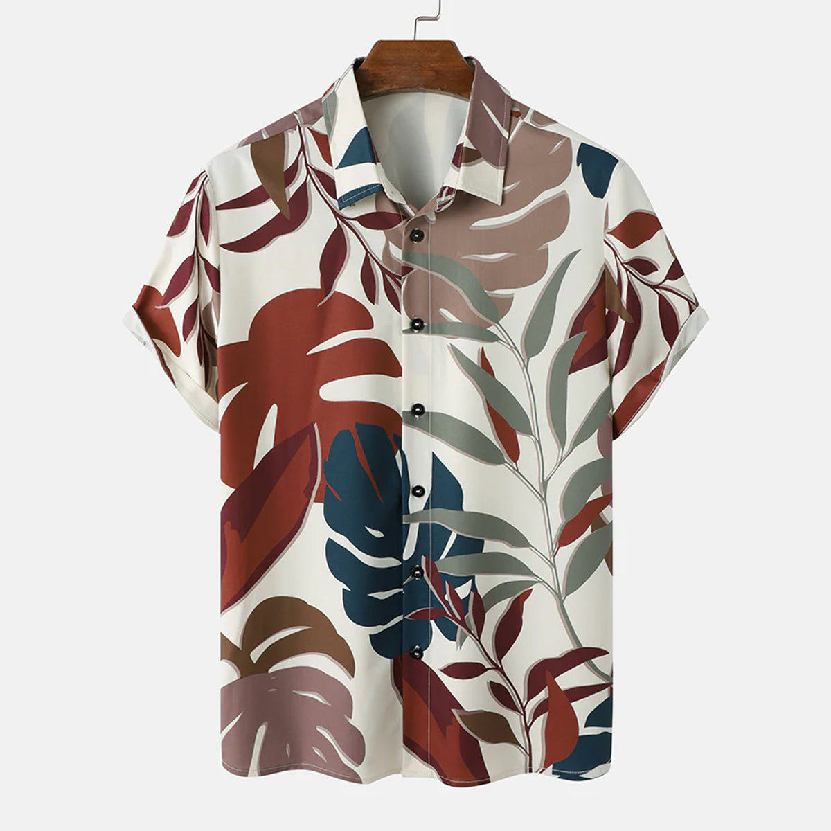 Men Random Split Leaf Pattern Shirt
