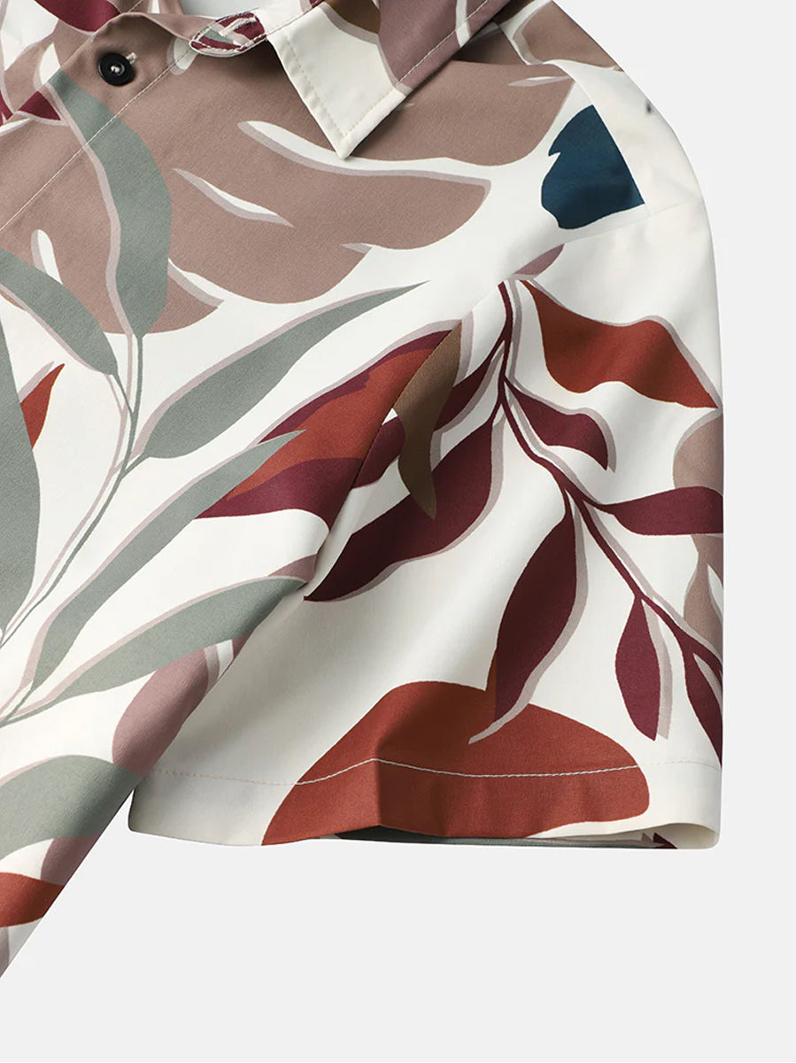 Men Random Split Leaf Pattern Shirt