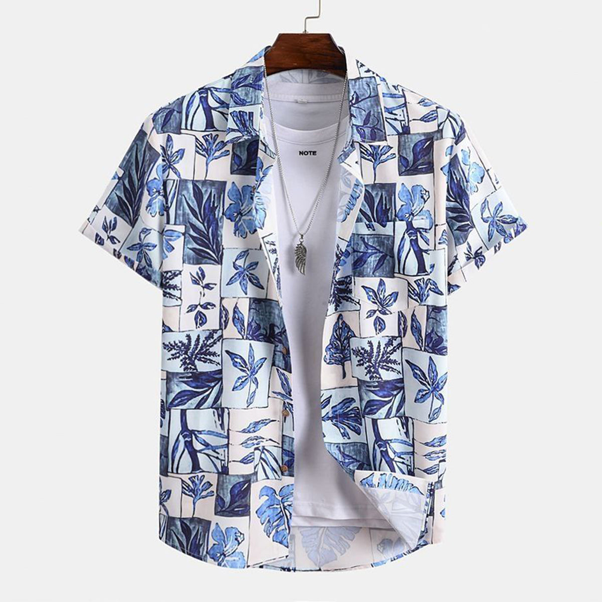 Blue Leaf Boxes Shirt Without Tee