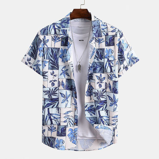 Blue Leaf Boxes Shirt Without Tee