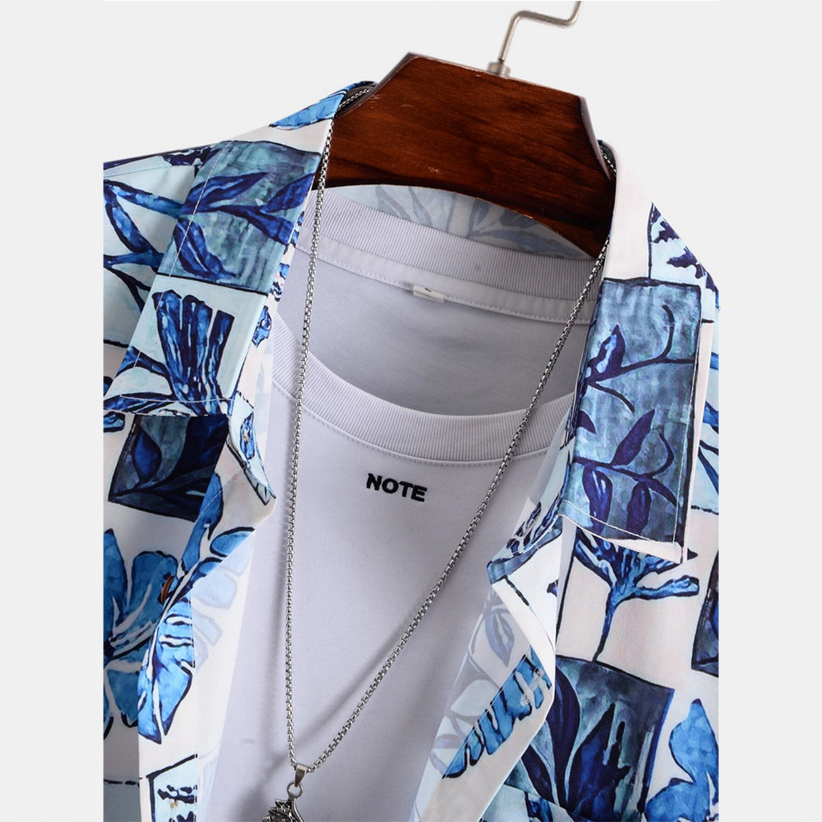 Blue Leaf Boxes Shirt Without Tee