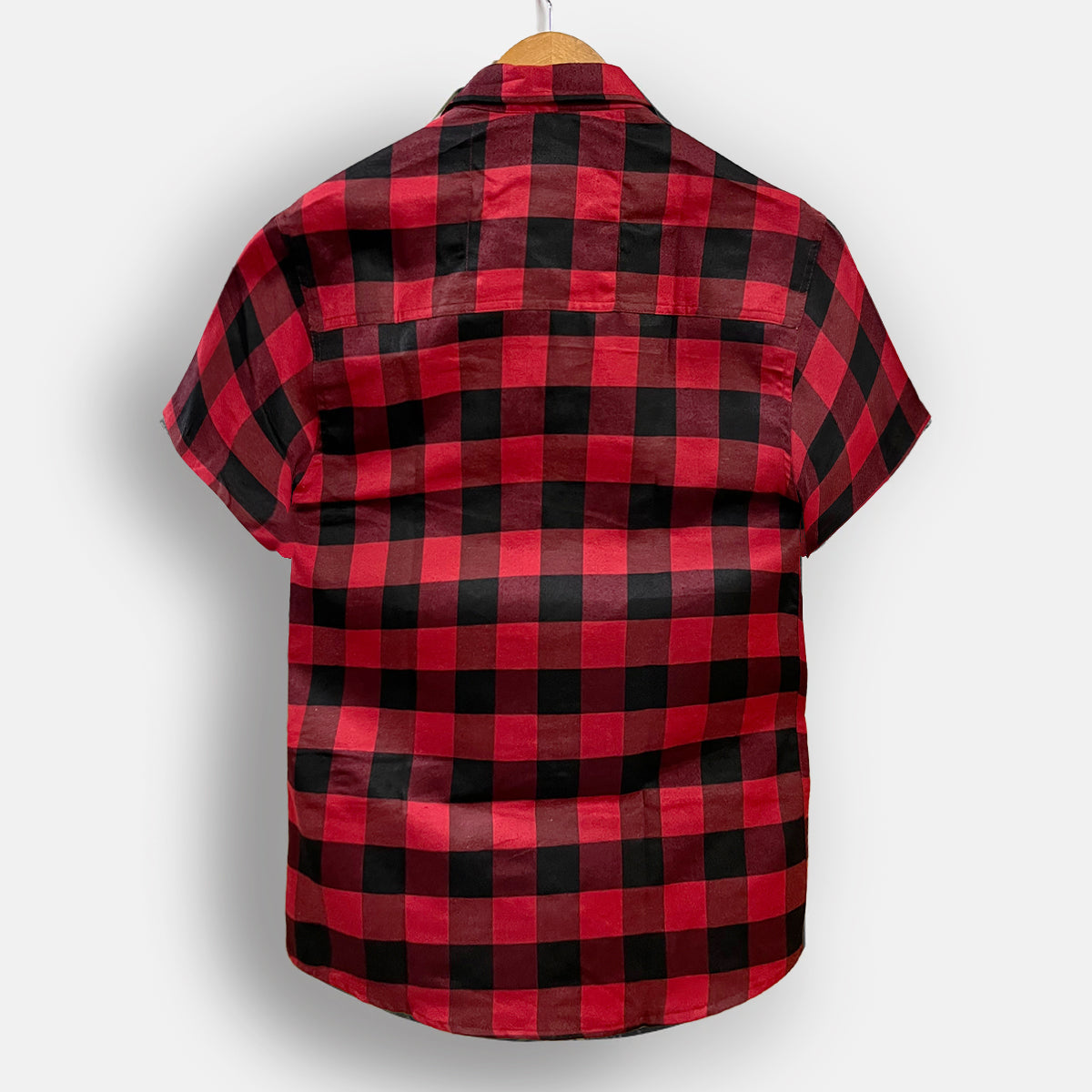 Red Checkered Half Sleeves Print Shirt