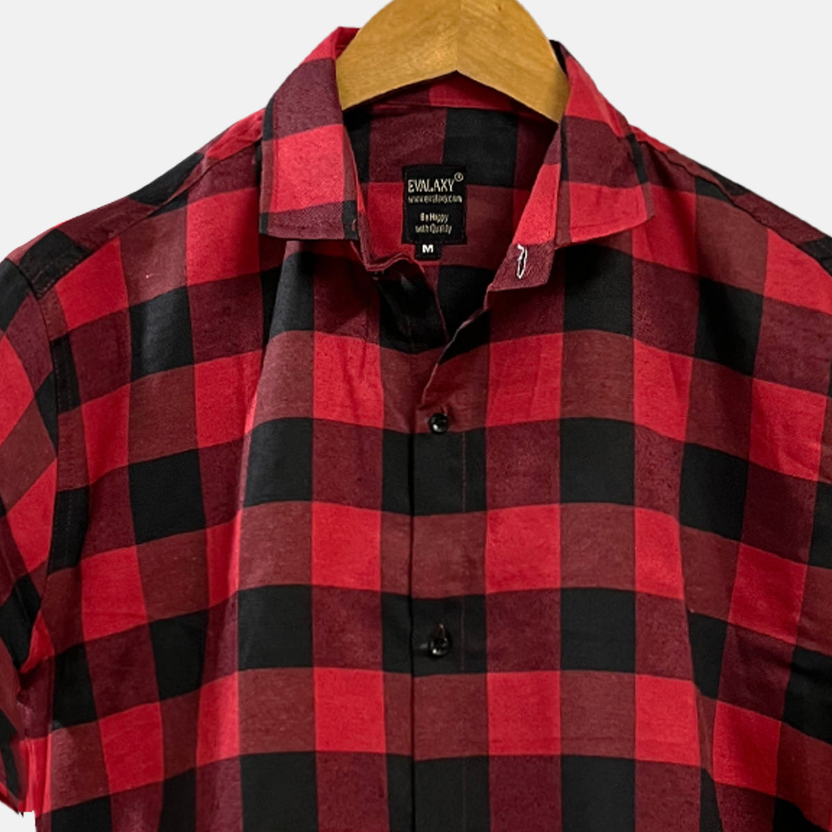 Red Checkered Half Sleeves Print Shirt