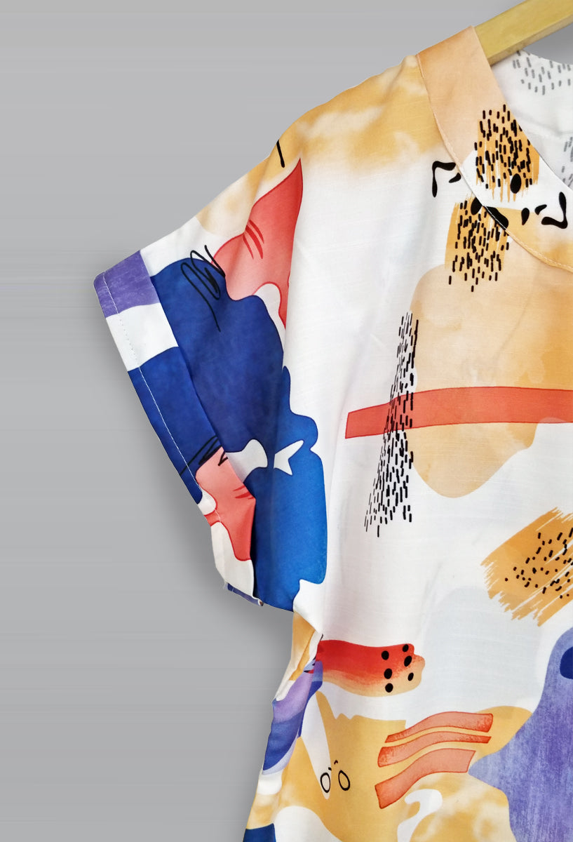 Stylish Orange Splash Design Tops For Women & Girls