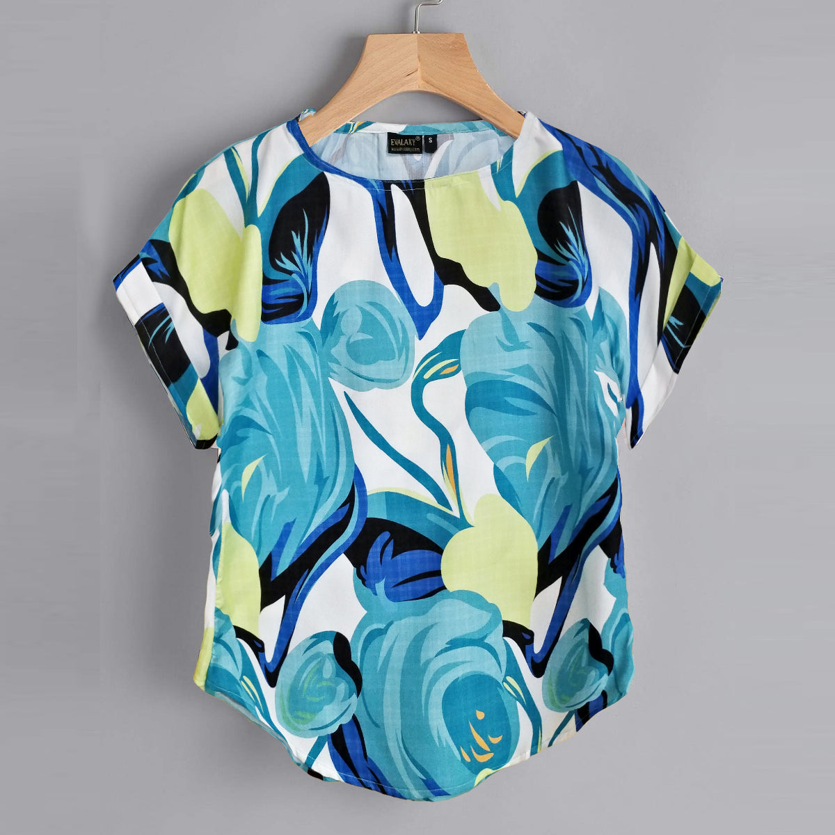 Stylish Turquoise ,Blue Yellow Eyes & Navy Banana Leaf Tops Combo For Women & Girls (Pack of 3)