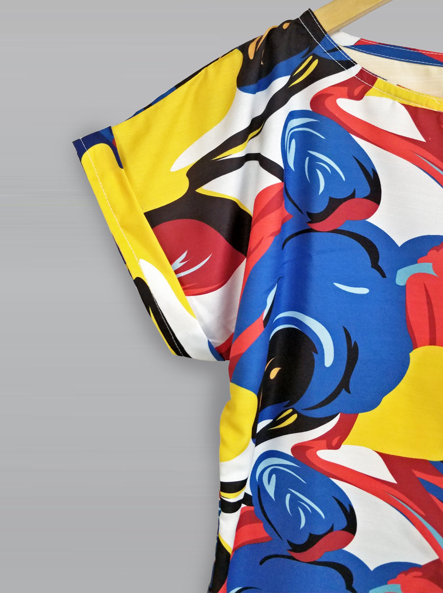 Stylish Turquoise ,Blue Yellow Eyes & Navy Banana Leaf Tops Combo For Women & Girls (Pack of 3)