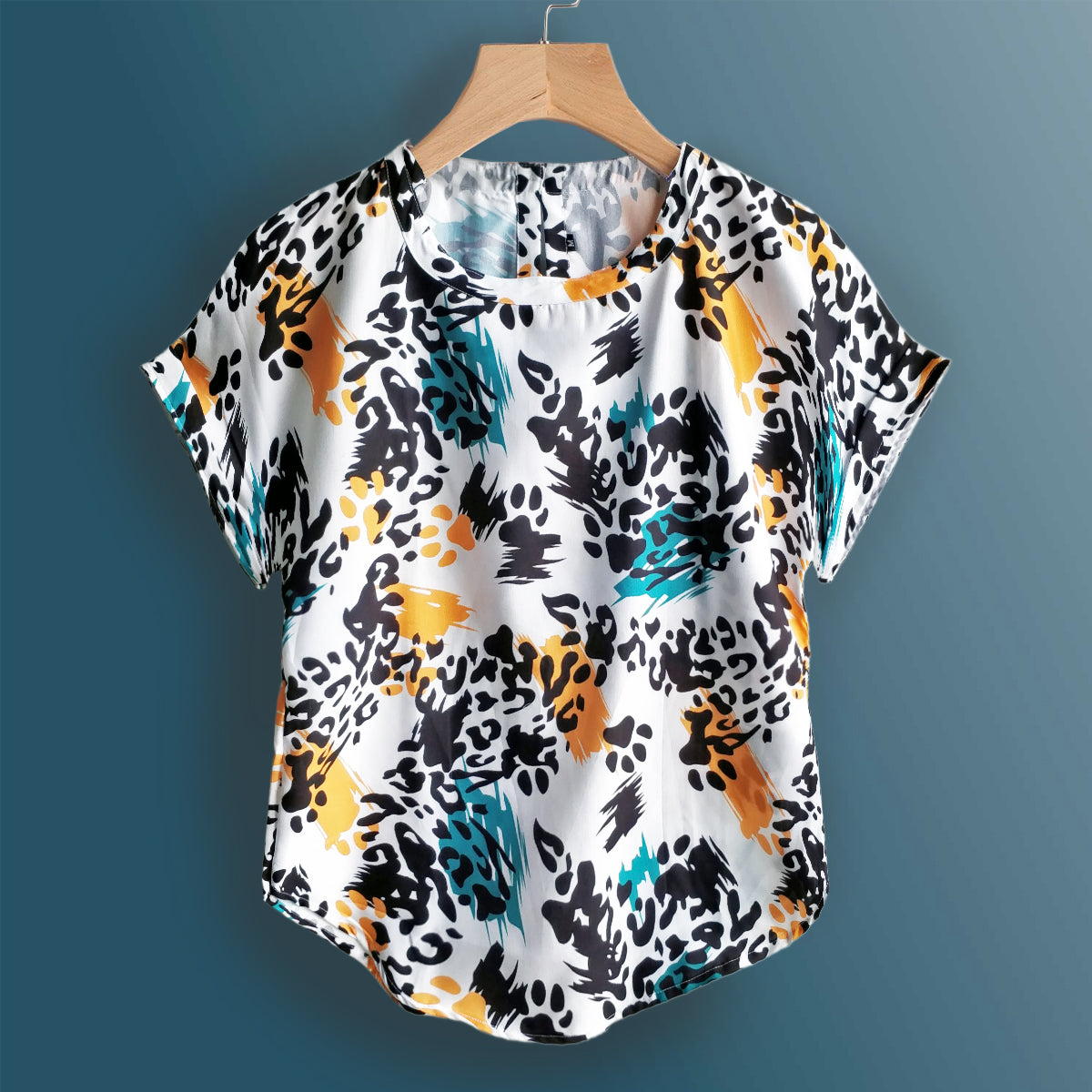 Stylish Foot Print & Abstract Blue Tops Combo For Women & Girls(Pack Of 2 Pcs)