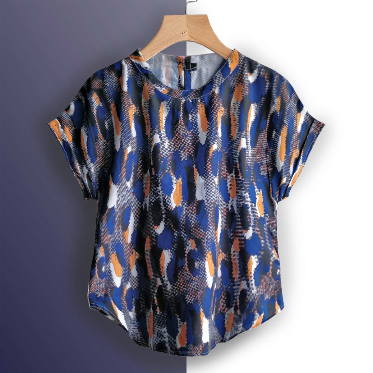 Stylish Foot Print & Abstract Blue Tops Combo For Women & Girls(Pack Of 2 Pcs)