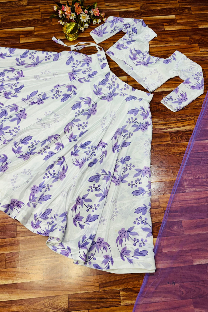 White Silk Lehenga Choli For Women