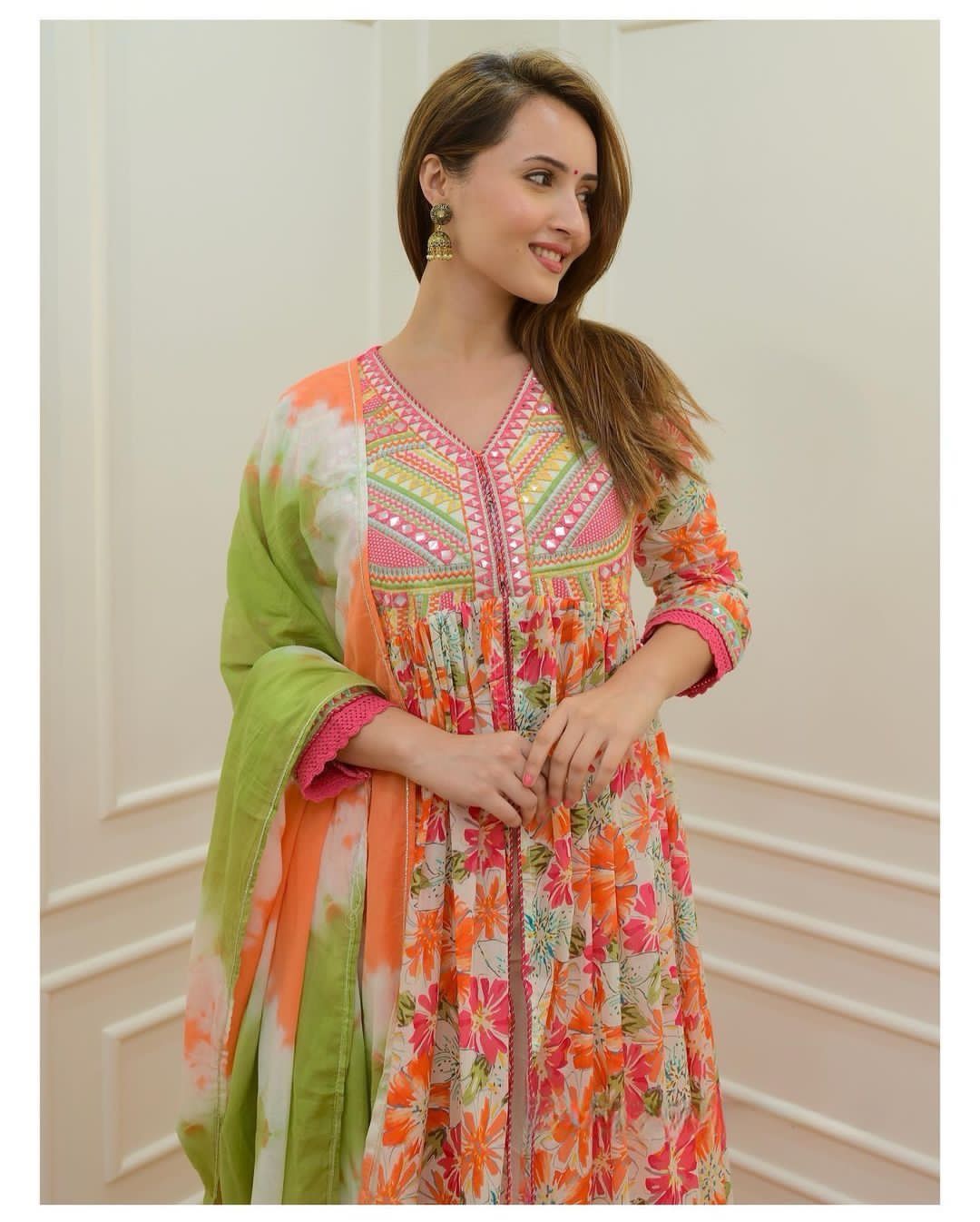 Multicoloured Anarkali suit sets