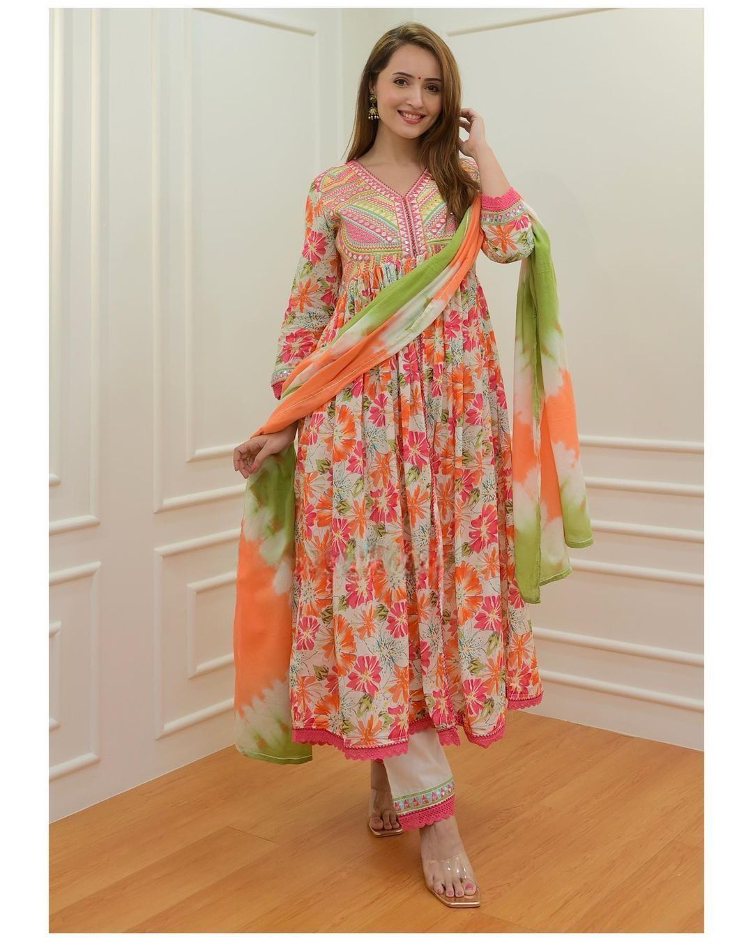 Multicoloured Anarkali suit sets