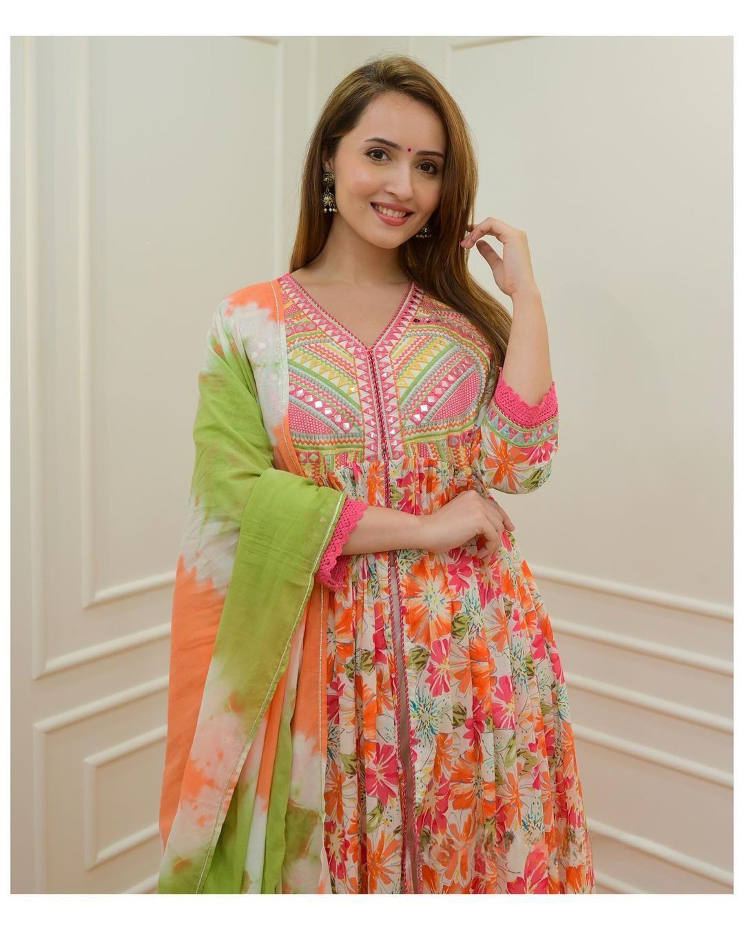 Multicoloured Anarkali suit sets