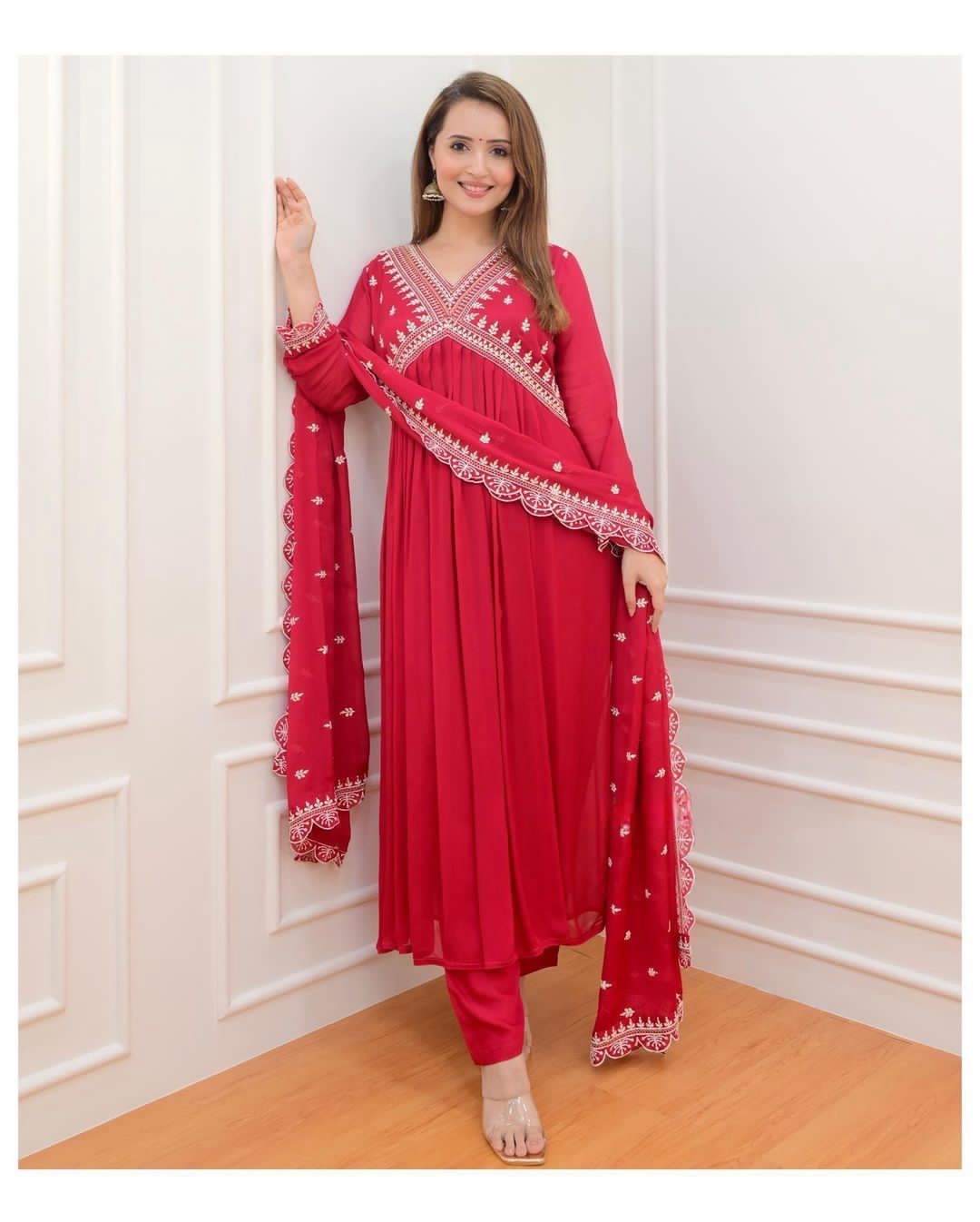 Partywear Alia cut Kurta Suits with Embroidery work