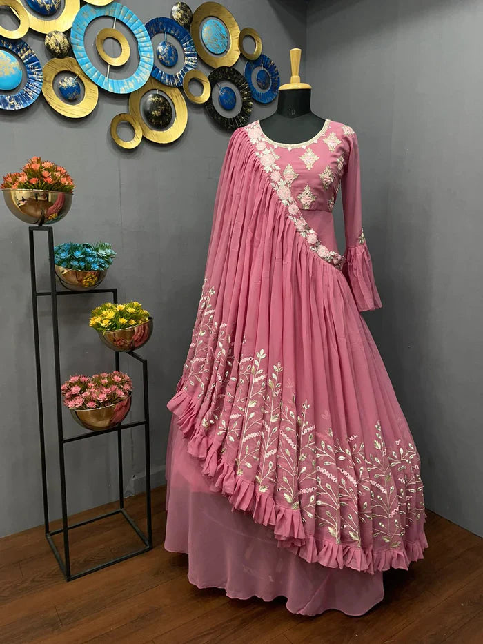 Georgette indo western gown.