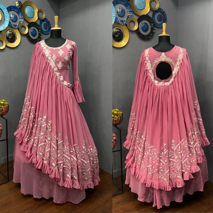 Georgette indo western gown.