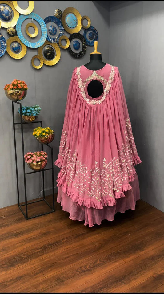 Georgette indo western gown.