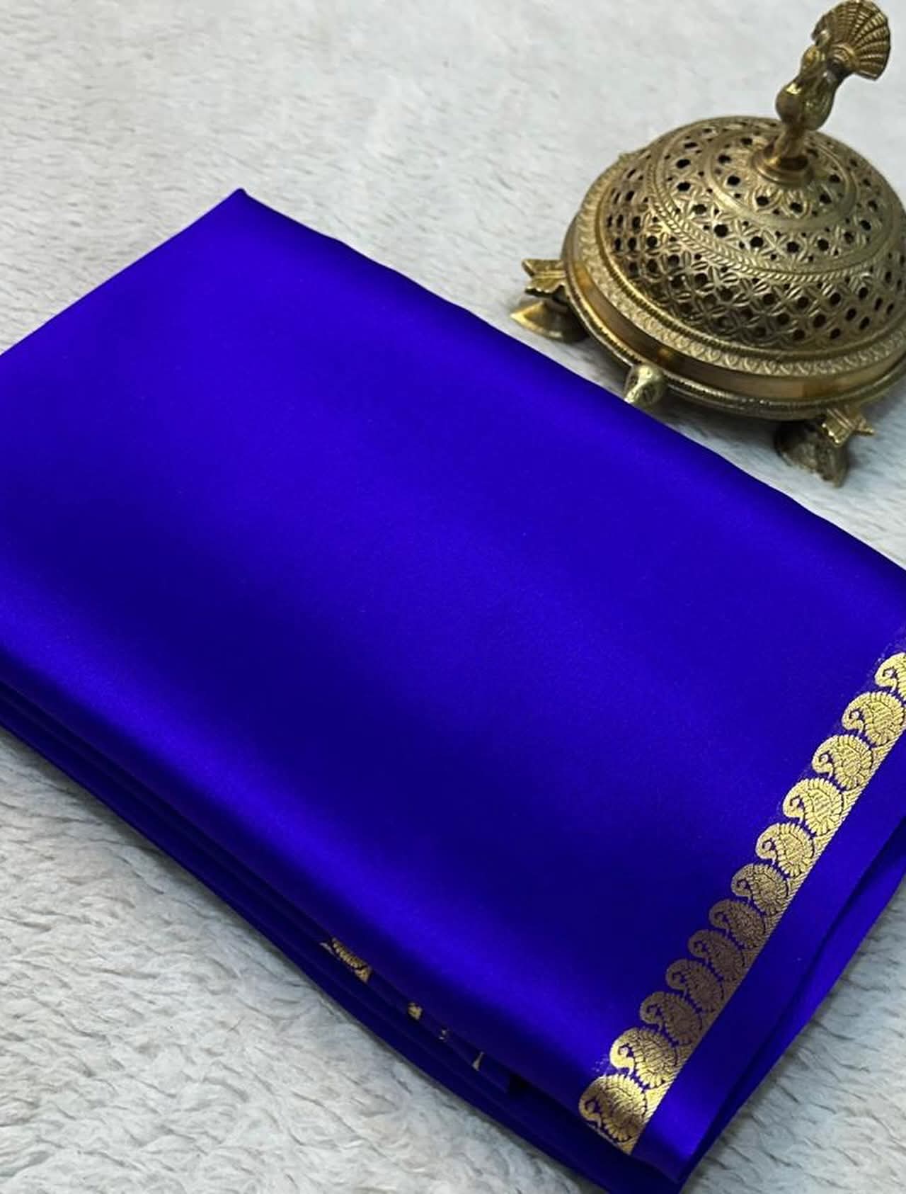 Blue Mysore Silk Party wear Saree with Blouse.