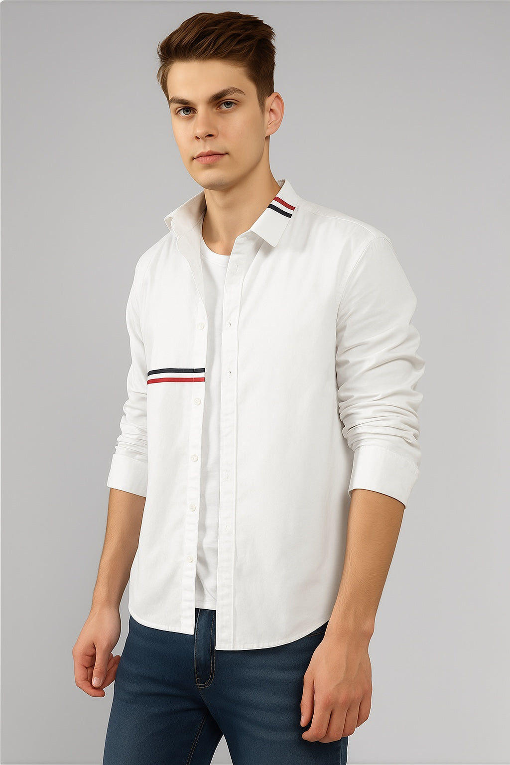 White Virtuoso Stripe full sleeve Shirt