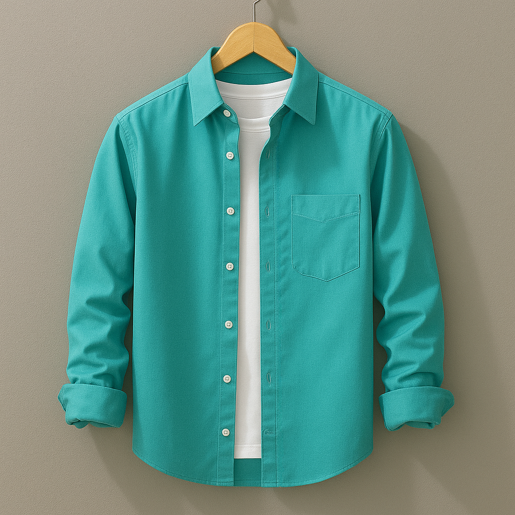 Teal Color Pure Cotton Shirt For Men