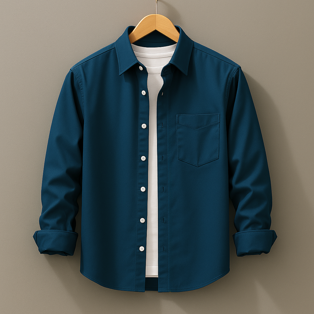 Blue Color Pure Cotton Shirt For Men