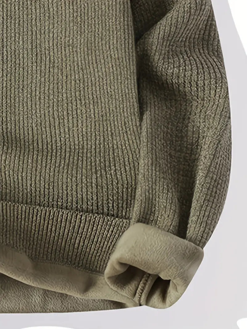 Commisely Minimal Embroidered Knit Sweater – Olive Green