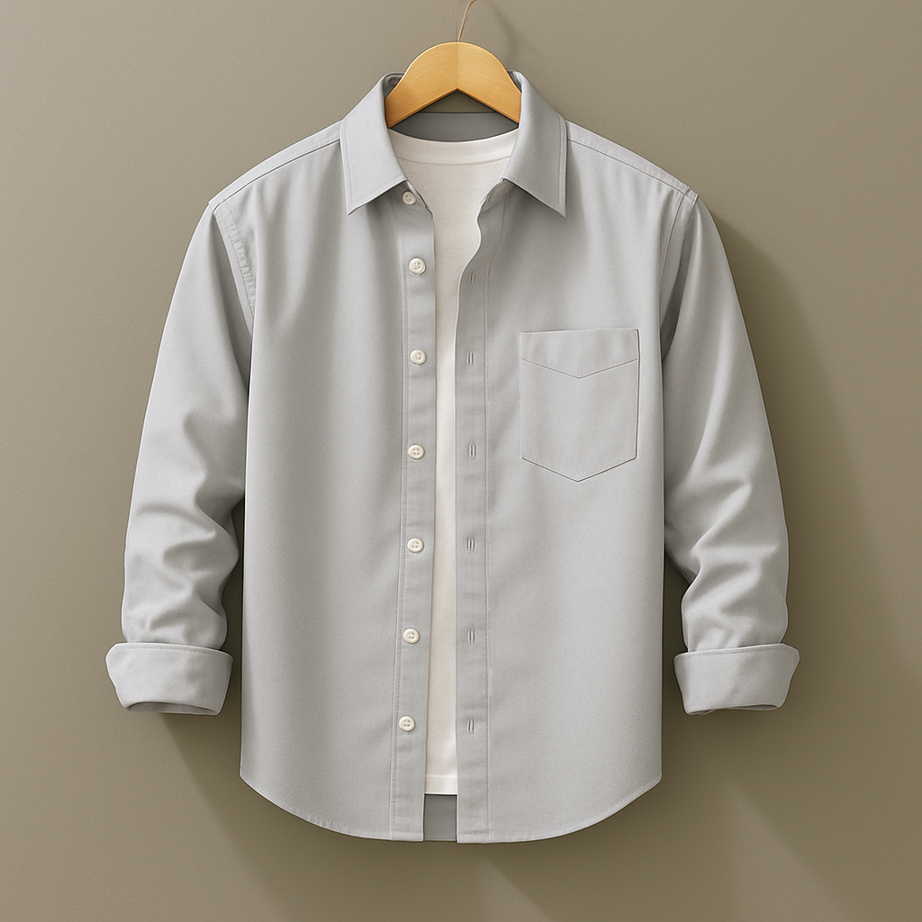 Gray Color Pure Cotton Shirt For Men