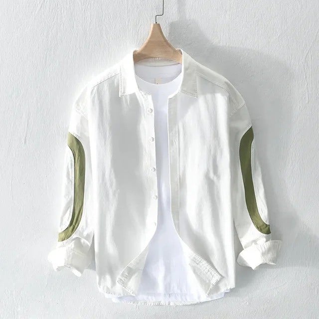 white cut-pest long sleeve mens shirt