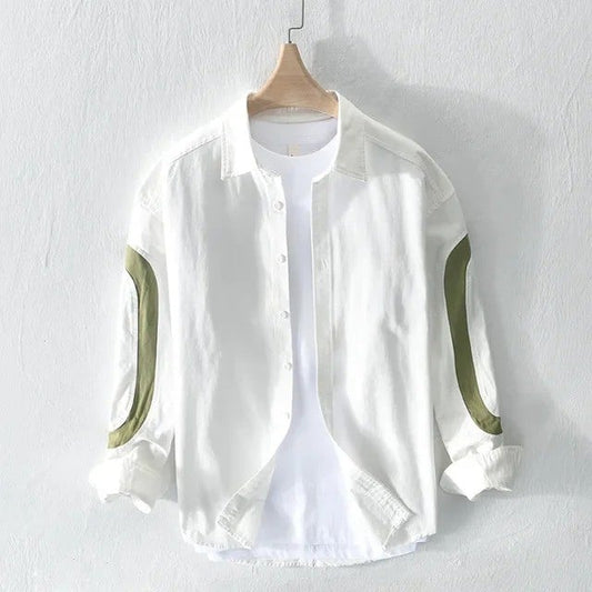 white cut-pest long sleeve mens shirt