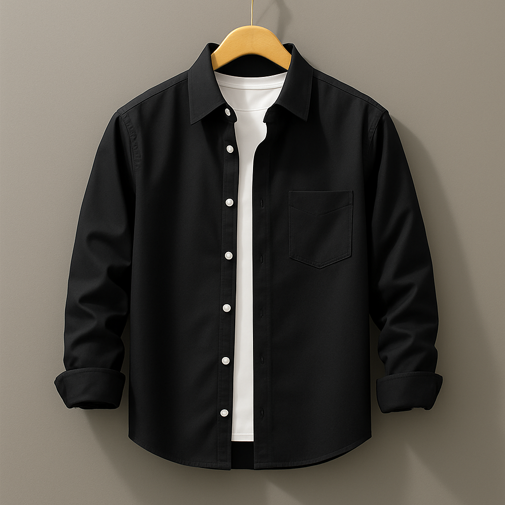 Black Color Pure Cotton Shirt For Men